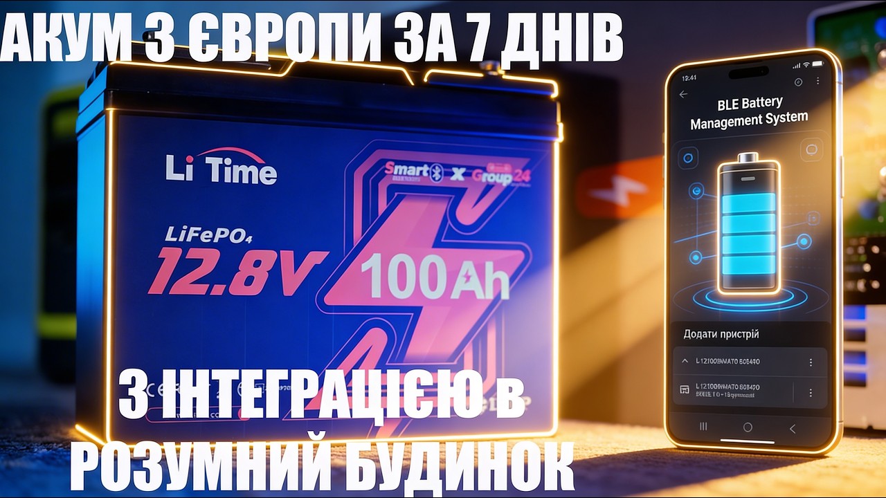 Огляд популярного акумулятора LiTime 12.8V 100Ah з Bluetooth та інтеграцією в розумний будинок.