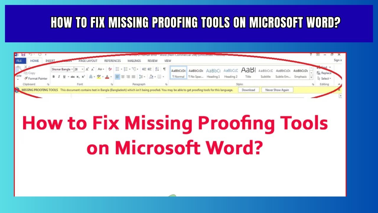 How to Fix Missing Proofing Tools on Microsoft Word