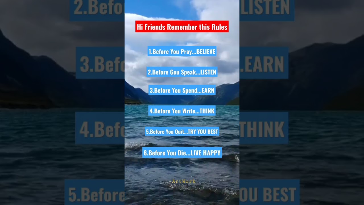 Rules Of Life #rulesoflife