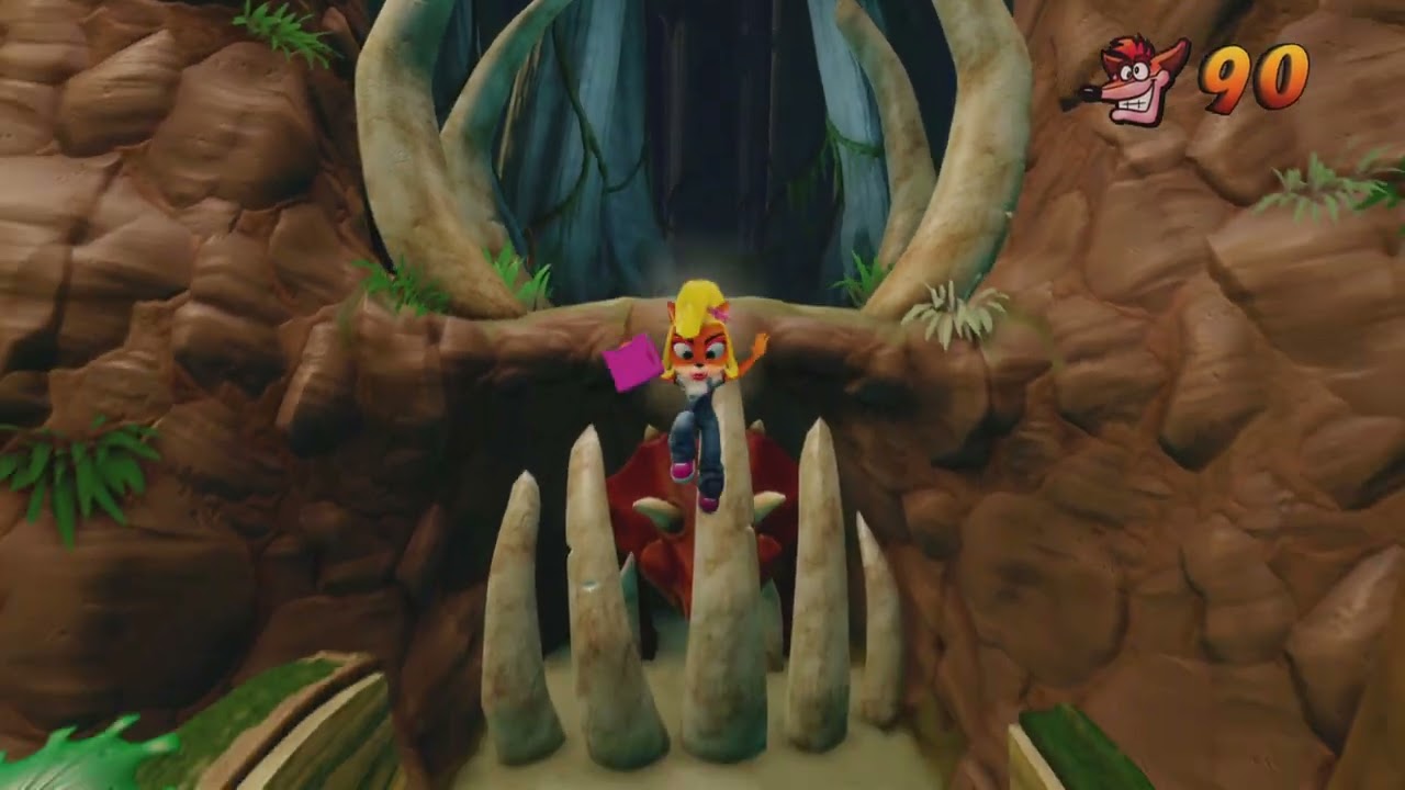 Coco Bandicoot gets the last gem at the Bone Yard.