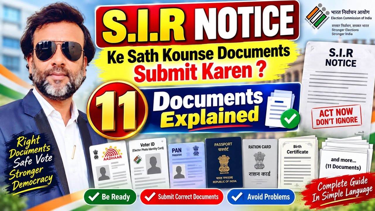 S.I.R Notice Aane Ke Baad Kounse Documents Submit Karen 👍 11 Documents Explained 👍 Don't Miss.