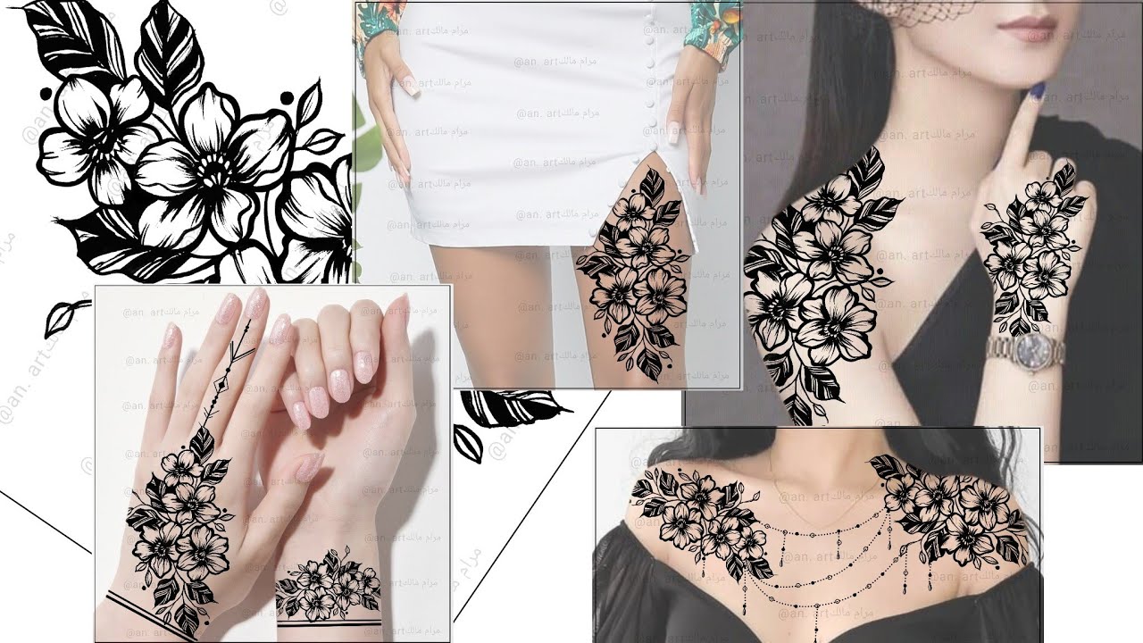 نقش اسود عرائسي يمني انيق جدا وبسيط موضة 2022   Unique and beautiful henna design for bridal