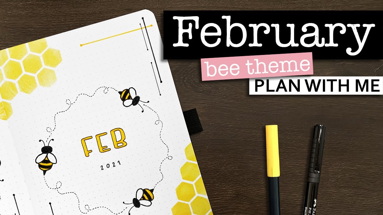 February Bullet Journal Setup 💜 Bee bullet journal theme