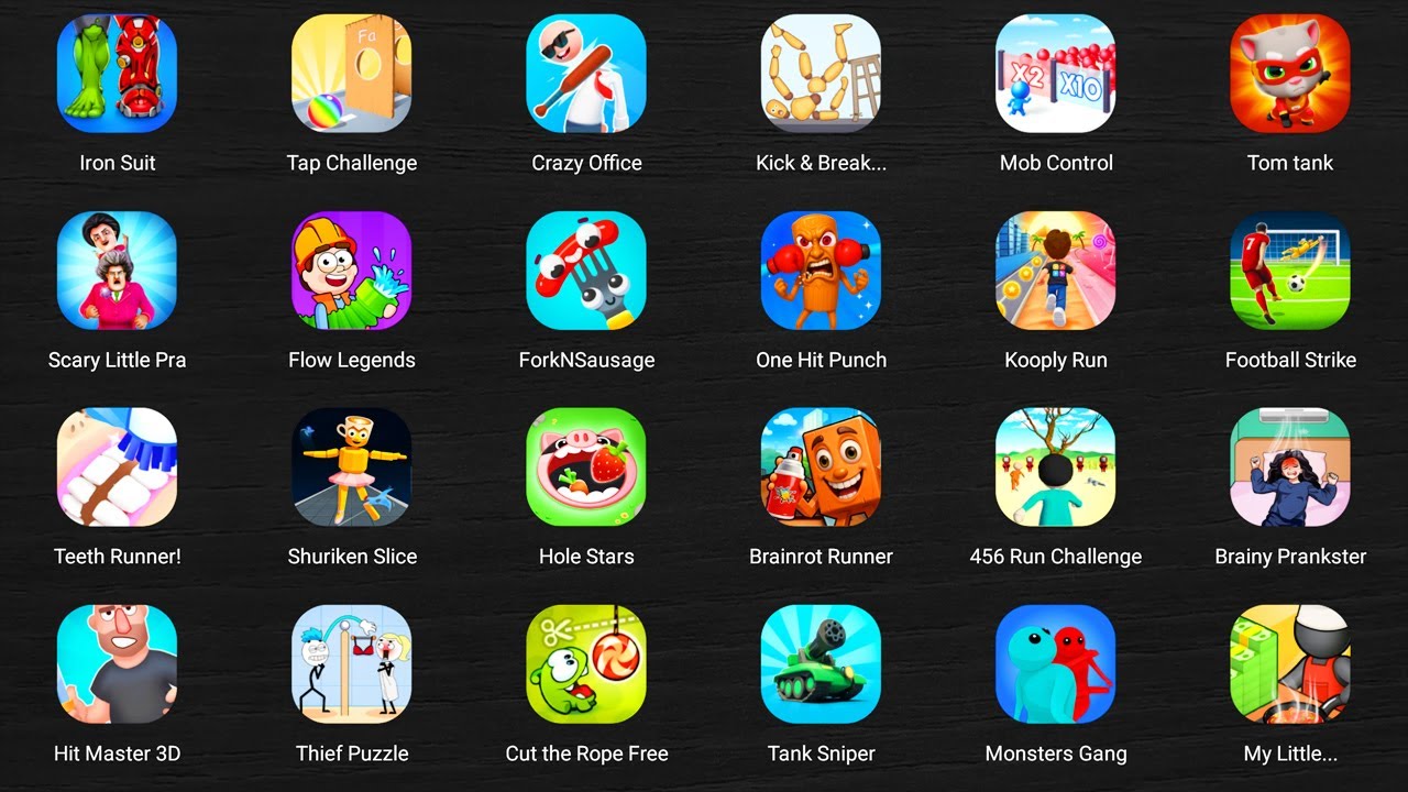 Roblox,Troll Face Quest,Sonic Dash,Red Ball 4,Zombie Tsunami,Scary Teacher,Granny,Poppy Playtime 4.