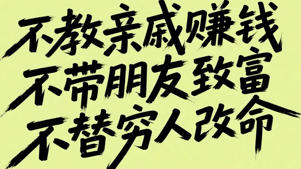 人到中年，最大的清醒：不教亲戚赚钱，不带朋友致富，不替穷人改命