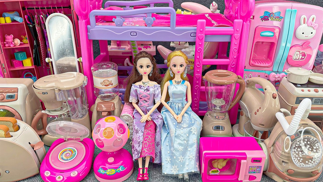 16 Minutes Satisfying with Unboxing Barbie Princess Pink Kitchen, Rock Bed Play Set Review Toys｜ASMR