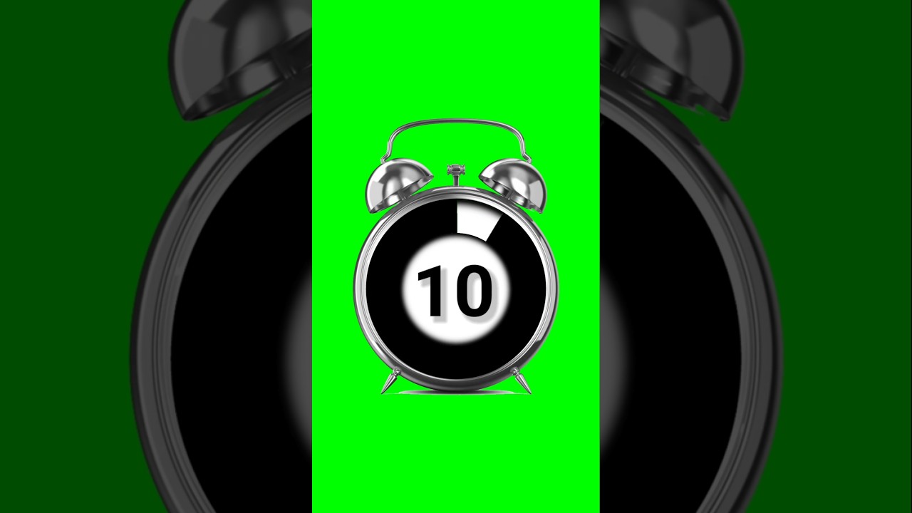 10 Second Timer with alarm ⏰ sound effects green screen animation countdown