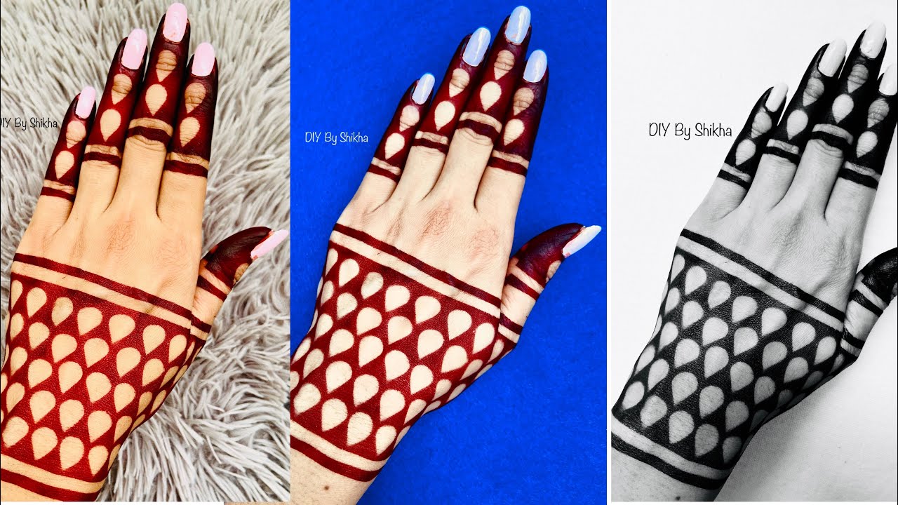 How to apply full back hand mehendi design with cello tape | best sudanese cello tape mehendi trick