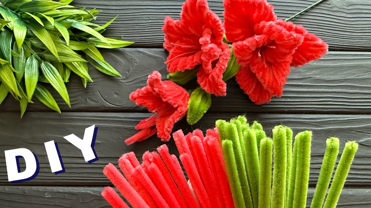 DIY Pipe Cleaner Crafts How to Make Easy Gladiolus from Chenille Stems Pipe Cleaner Flowers Ideas