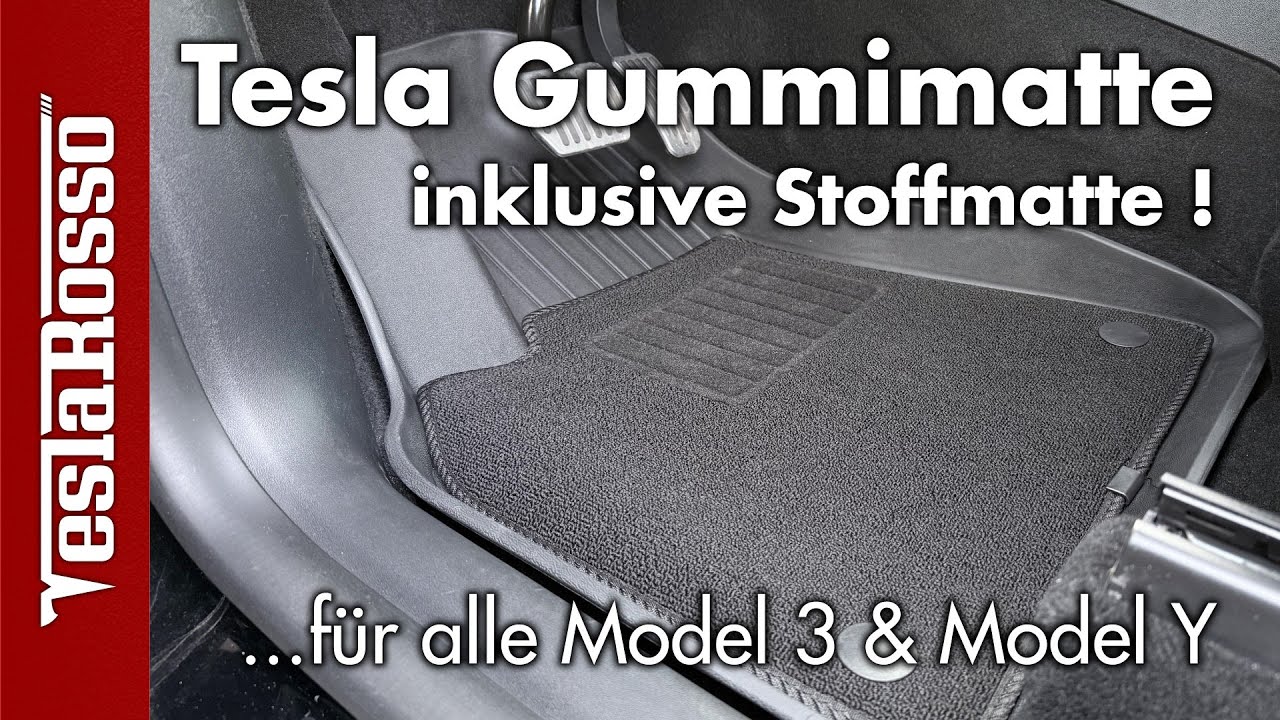 Tesla Fu&szlig;matten - All in One Gummimatten mit Teppich - f&uuml;r alle Model Y und Model 3