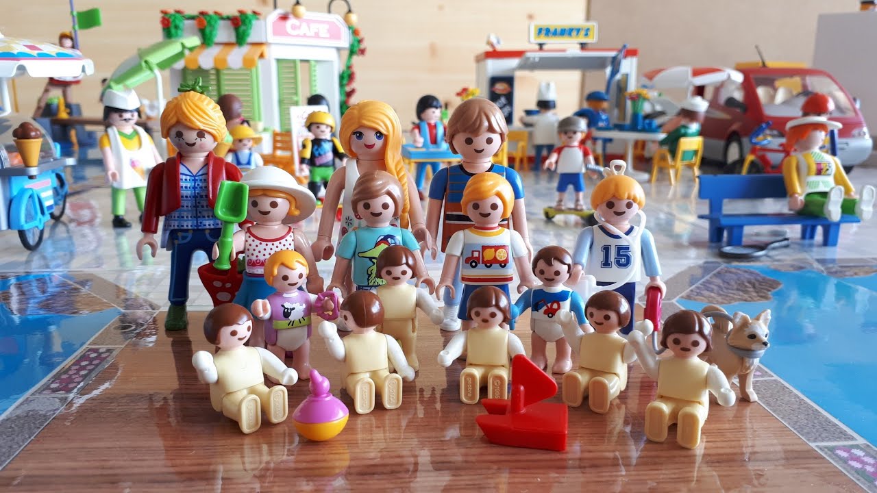 PLAYMOBIL FAMILLE NOMBREUSE : UNE JOURNÉE À LA MER 👨‍👩‍👧‍👦💦🎣🏖