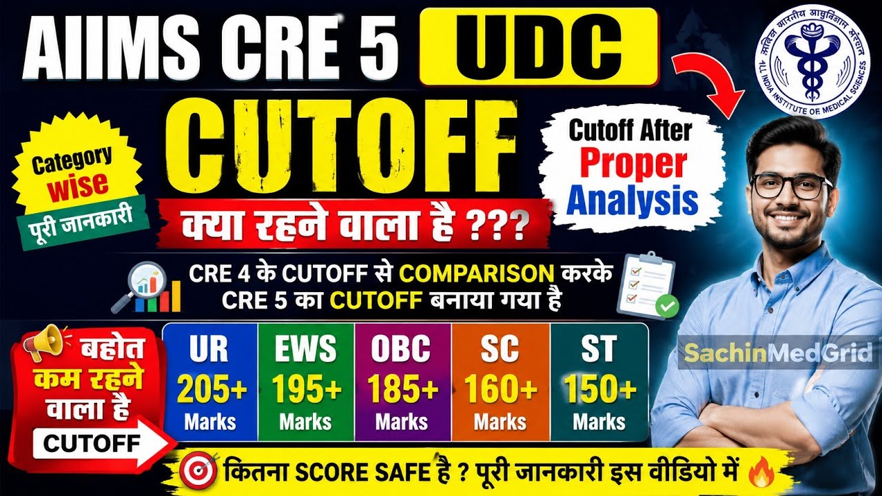 AIIMS CRE-5 UDC Expected Cut Off 2026 - Category Wise Expected Cutoff | CRE-4 vs CRE-5 Analysis  cre