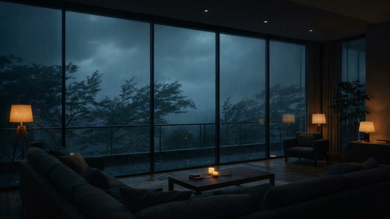 Heavy Rain Storm Outside 🌙 Relaxing Rain Sounds & Soft Ambient Music for Sleep & Stress Relief
