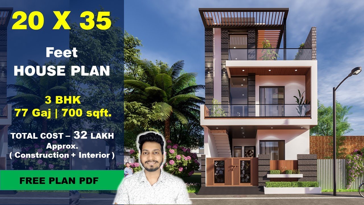 20x35 House plan | 77 Gaj | 700 sqft | 20*35 house plan 3d | 20 by 35 ka Naksha || DV Studio
