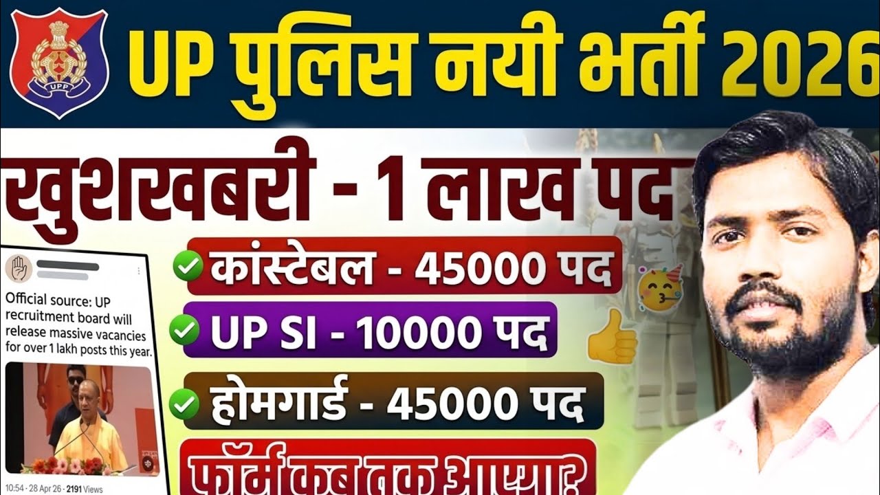 UP Police New Vacancy 2026 🚔 1 Lakh Posts SI Constable