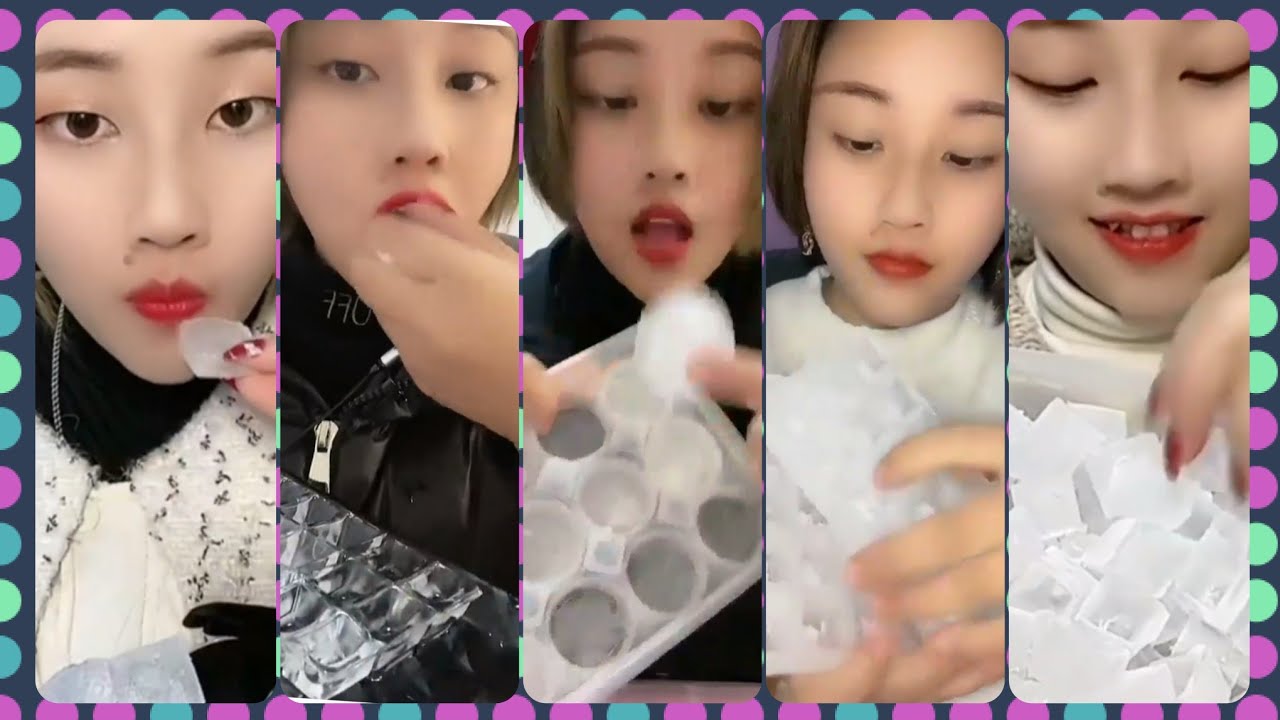 Solo lzm crunchy ice cubes | clear ice | bottle ice| asmr ice eating 💙🧊💦 @lovelyhardiceeating614