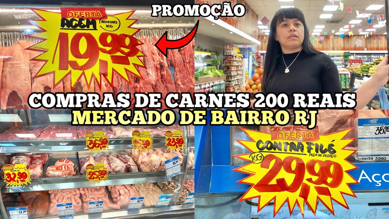 COMPRAS DE CARNES NO MERCADO DE BAIRRO RIO DE JANEIRO | MUITA PROMOÇÃO | Caiçara e Carioca