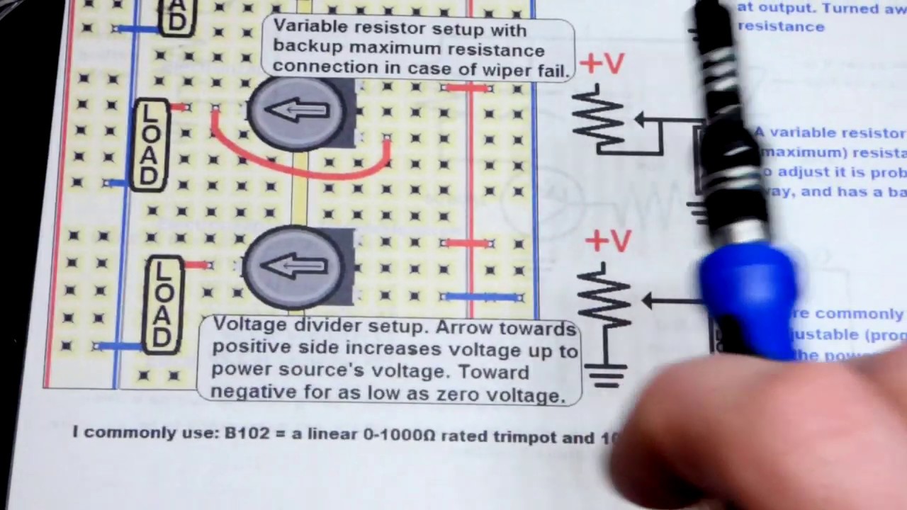 How to make a variable resistor or voltage divider using a trimpot trimmer potentiometer