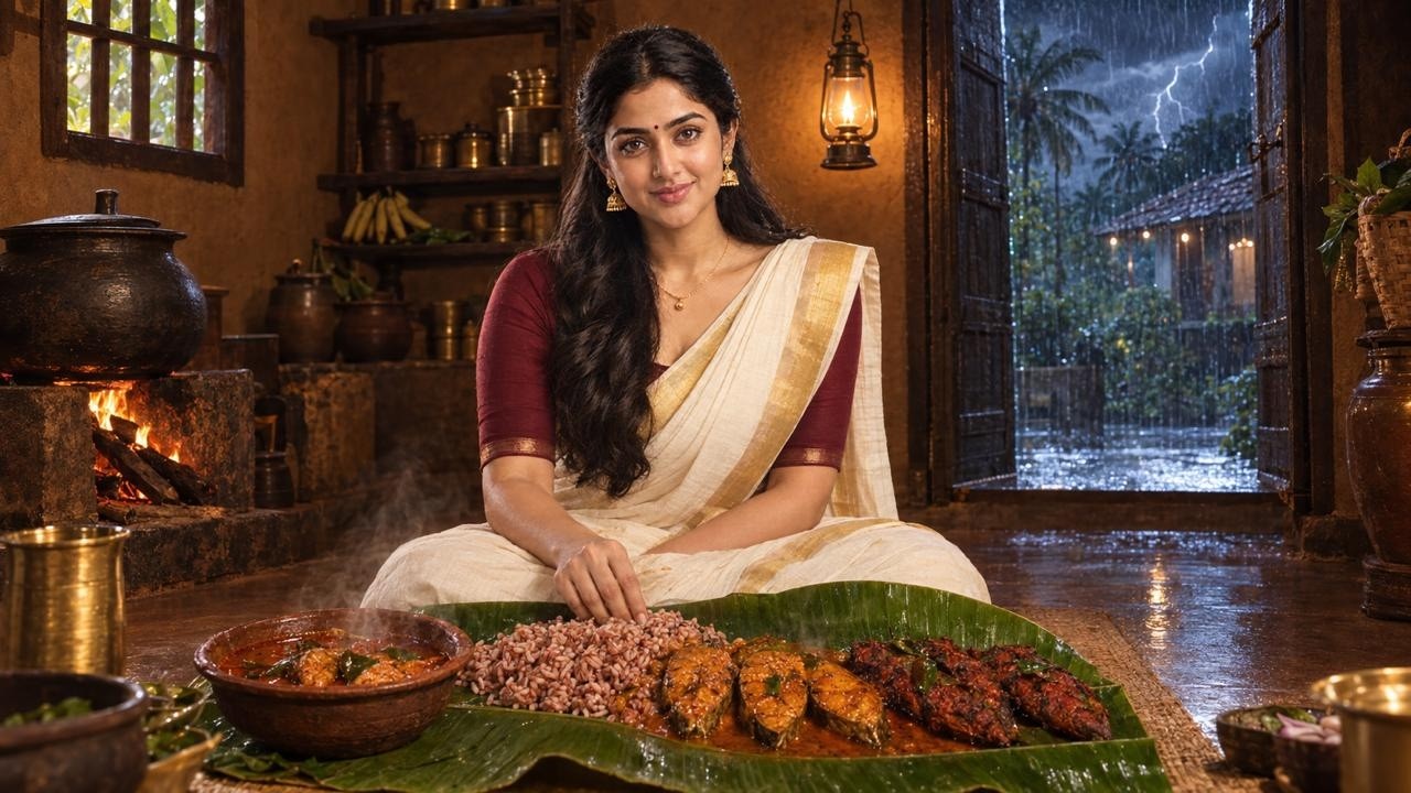 1990's Kerala Monsoon🌧️ Fishing in the Rain🐟Traditional Fish Curry & Fish Fry | Village Cooking ASMR