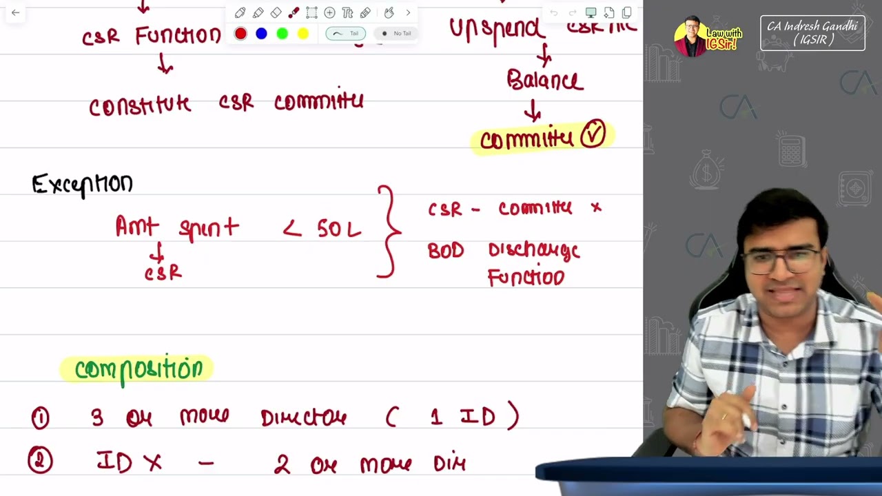 Sec 135 Corporate Social Responsibility CSR Quick Revision | CA Law | Indresh Gandhi | ICAI CA