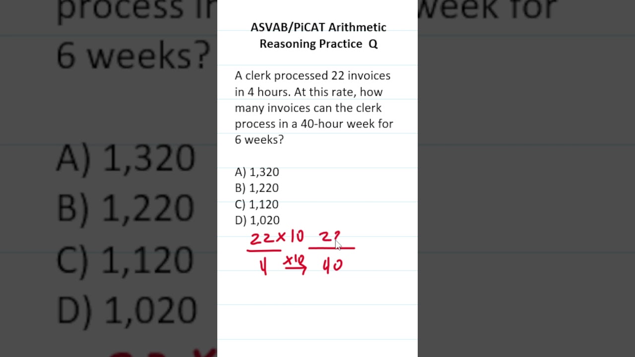 Тест на арифметическое мышление ASVAB/PiCAT: Вопрос: пропорции/ставки #acetheasvab #grammarhero