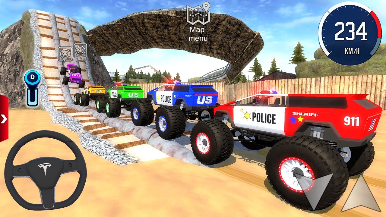 Juegos De Carros - Police Monster Truck Impossible Driver #2 - US Car Stunts Racing Android Gameplay