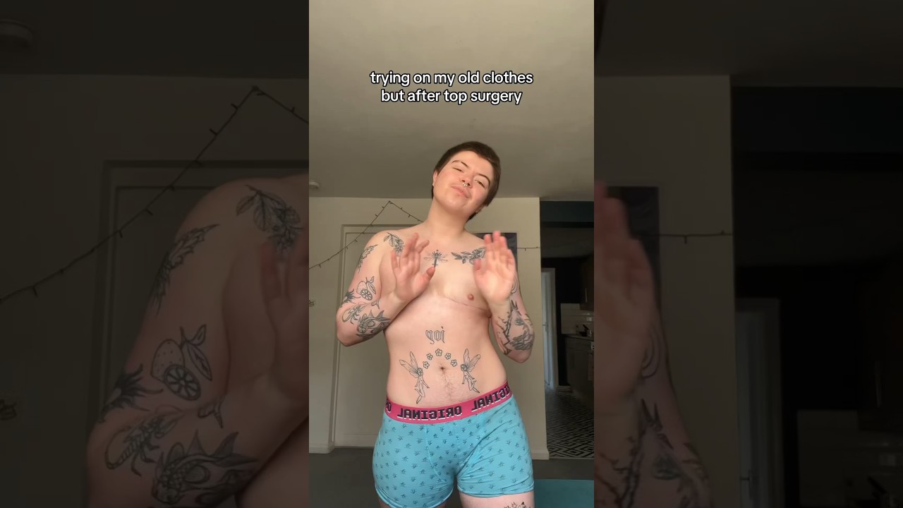 trying on old clothes but after TOP SURGERY!!