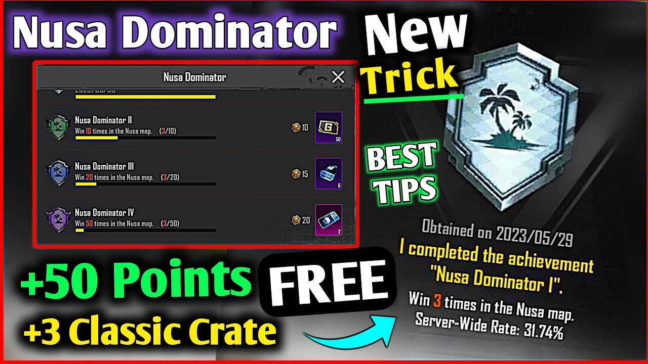 Easyway To Complete (Nusa Dominator) Achievement in BGMI | Trick To Win Nusa Map Easily TEAM HARSHIT