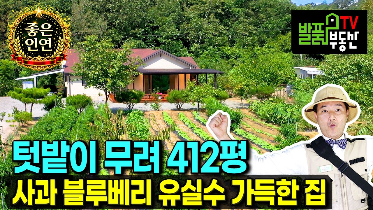 (급매) 텃밭이 무려 412평!! 2천만원 내리는 전원주택 매매 급매물 가성비 좋고 작은 계곡과 정자 다양한 과실수와 작물 재배 태양광 추가 건축가능 괴산부동산 - 발품부동산TV