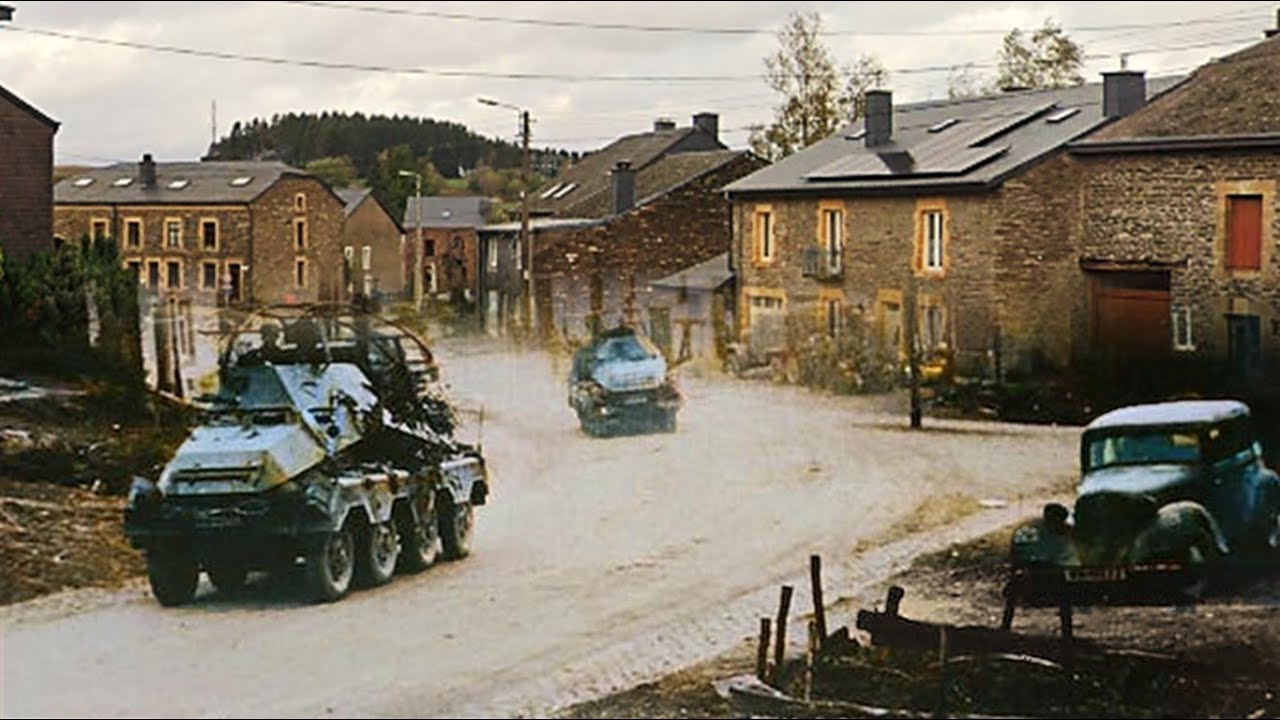 WEHRMACHT IN BELGIAN TOWN SUGNY   THEN & NOW SCENES