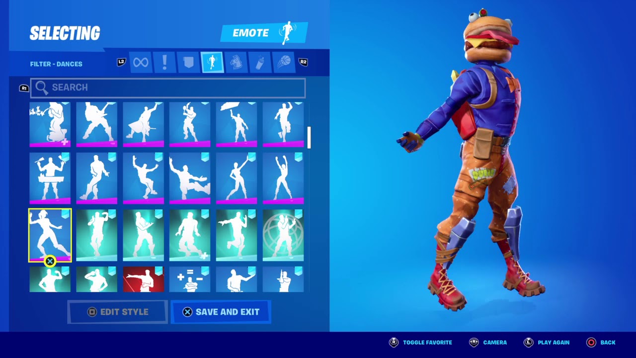 Beef Boss Skin showcase with almost all emotes from fortnite!! 🍔
