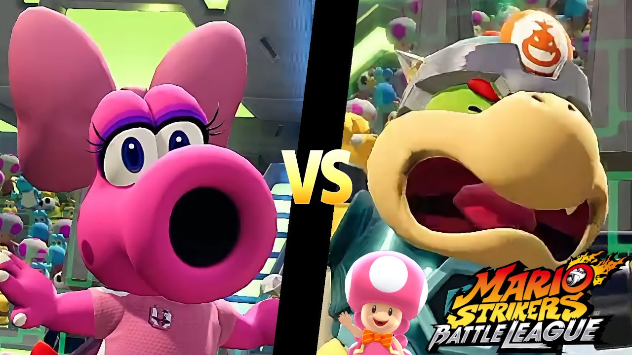 Mario Strikers Battle League Team Birdo vs Team Bowser Jr in Urban Rooftop