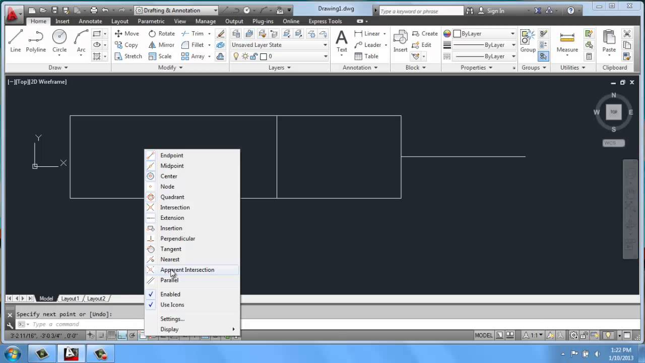 #11 - AutoCAD - 2D Drafting Basics - Object Snap Settings - Brooke Godfrey