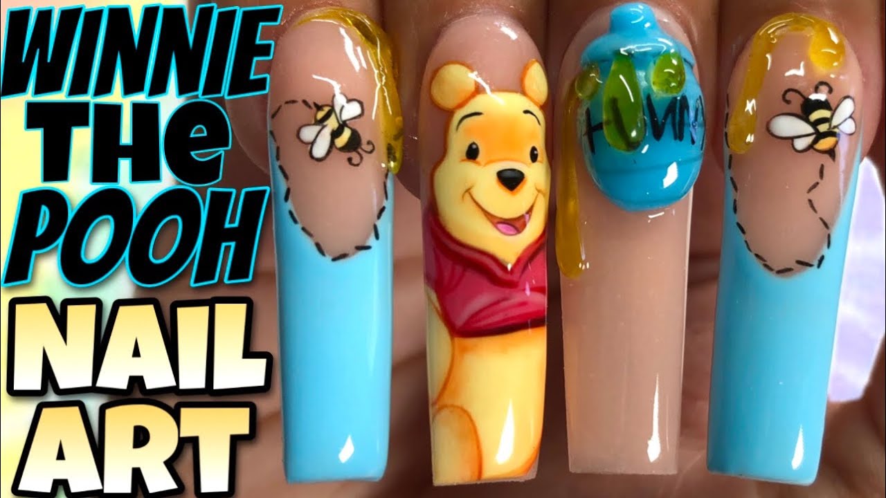 WINNIE THE POOH🍯💘 Nail Art Tutorial ‼️ 3D GEL! Shading techniques, character art!