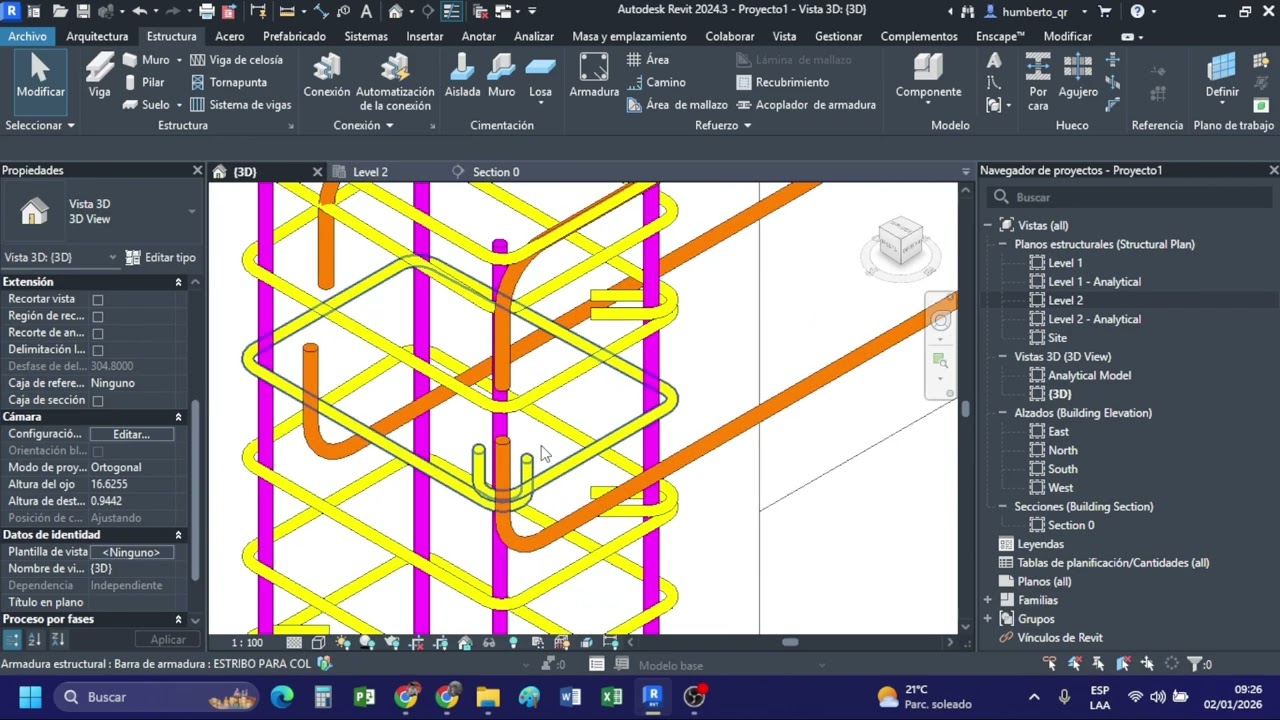 Curso REVIT ESTRUCTURAS 2026 | Clase 7: Acero para VIGAS y FILTROS DE VISTAS @QUINTEROS.H