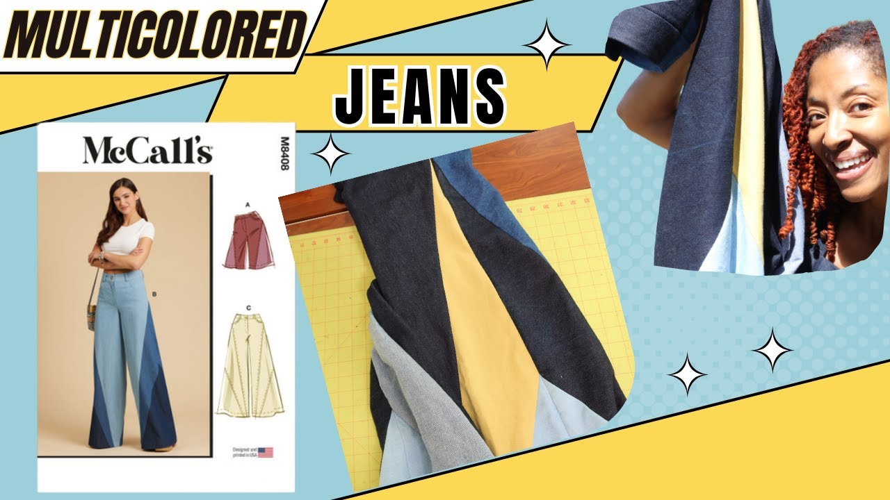 Most Interesting Jeans I’ve Ever Sewn - McCall's 8408 Wide Leg Jeans Using Scraps