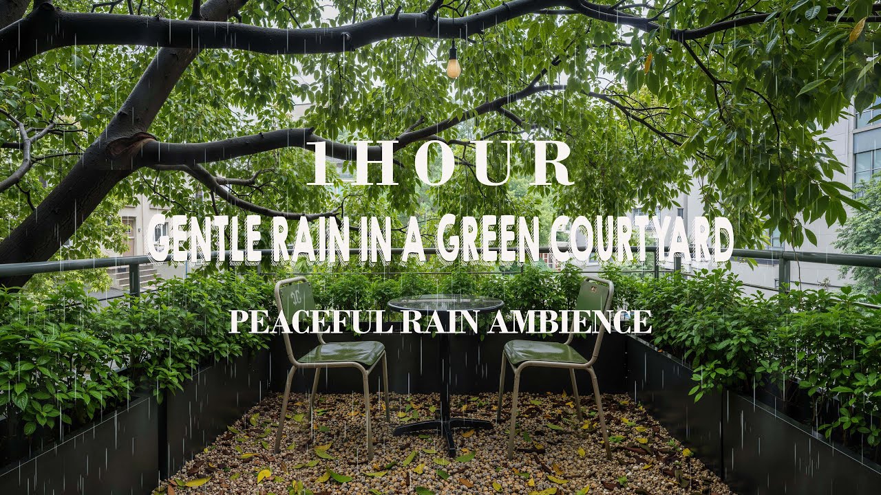 Gentle Rain in a Green Courtyard | Peaceful Rain Ambience for Relaxation and Rest