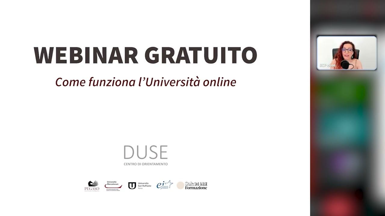 WEBINAR: COME FUNZIONA L'UNIVERSITA' ONLINE - 11 LUGLIO 2025