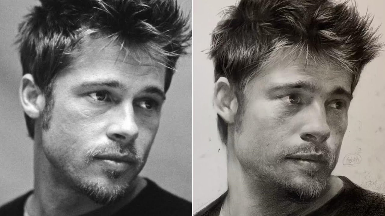 Drawing Brad Pitt Using Reference Photo ∥ Sketch Drawing