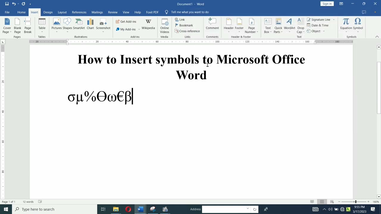 2. How to insert symbols to ms word