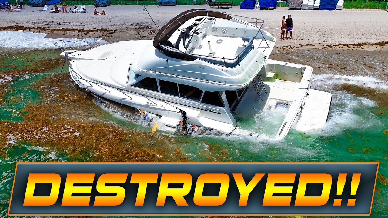 BOAT BEACHED AND DESTROYED AT HAULOVER INLET !! | HAULOVER CLAIMS ANOTHER ONE! | WAVY BOATS