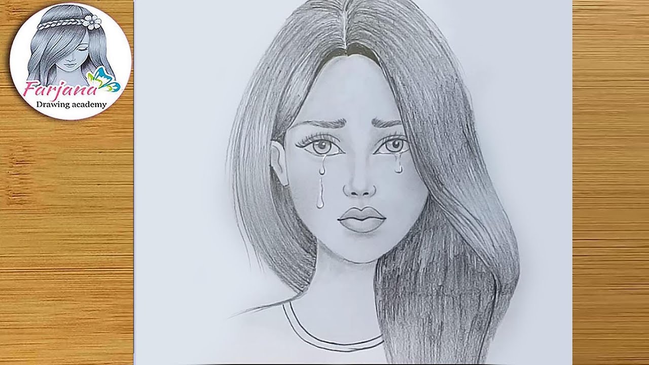 Crying girl pencil sketch /  How to draw Crying girl