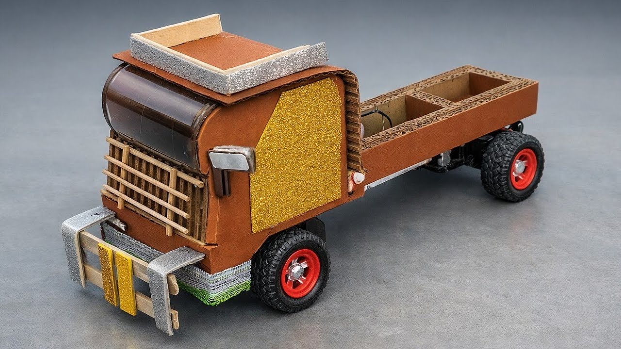 Cardboard Se Heavy Duty Truck Model Banaya |  Remote control RC transport truck with cardboard model