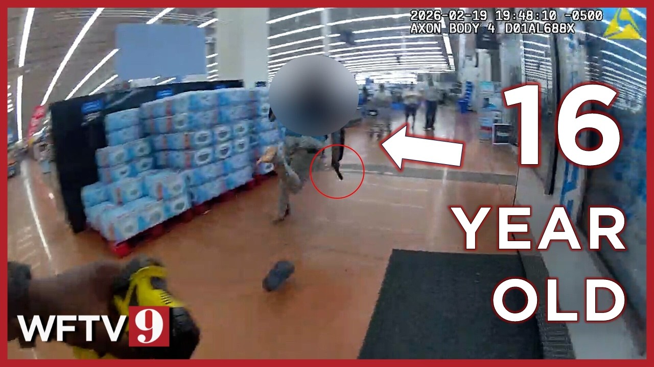 Na nagraniu widać nastolatka biegnącego z bronią przez Walmart chwilę przed strzelaniną