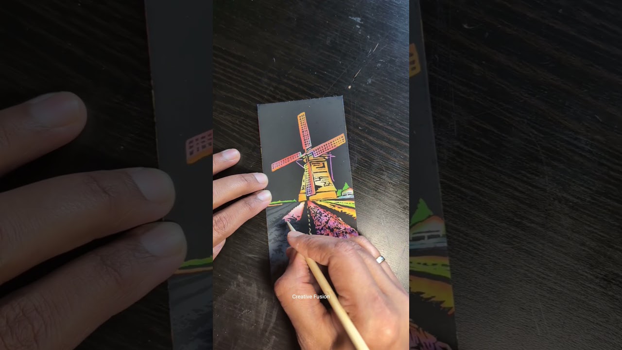 Hello Spring!🌸🌼 #scratchart #hellospring #art #handmadewithlove #bookmarks #diy #windmillfarm 🧺🌷