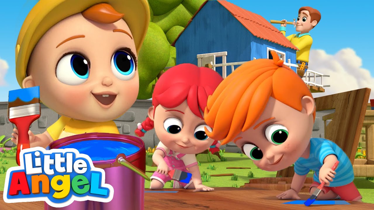 Helping Daddy Build A Treehouse | Little Angel Nursery Rhymes and Kids Songs