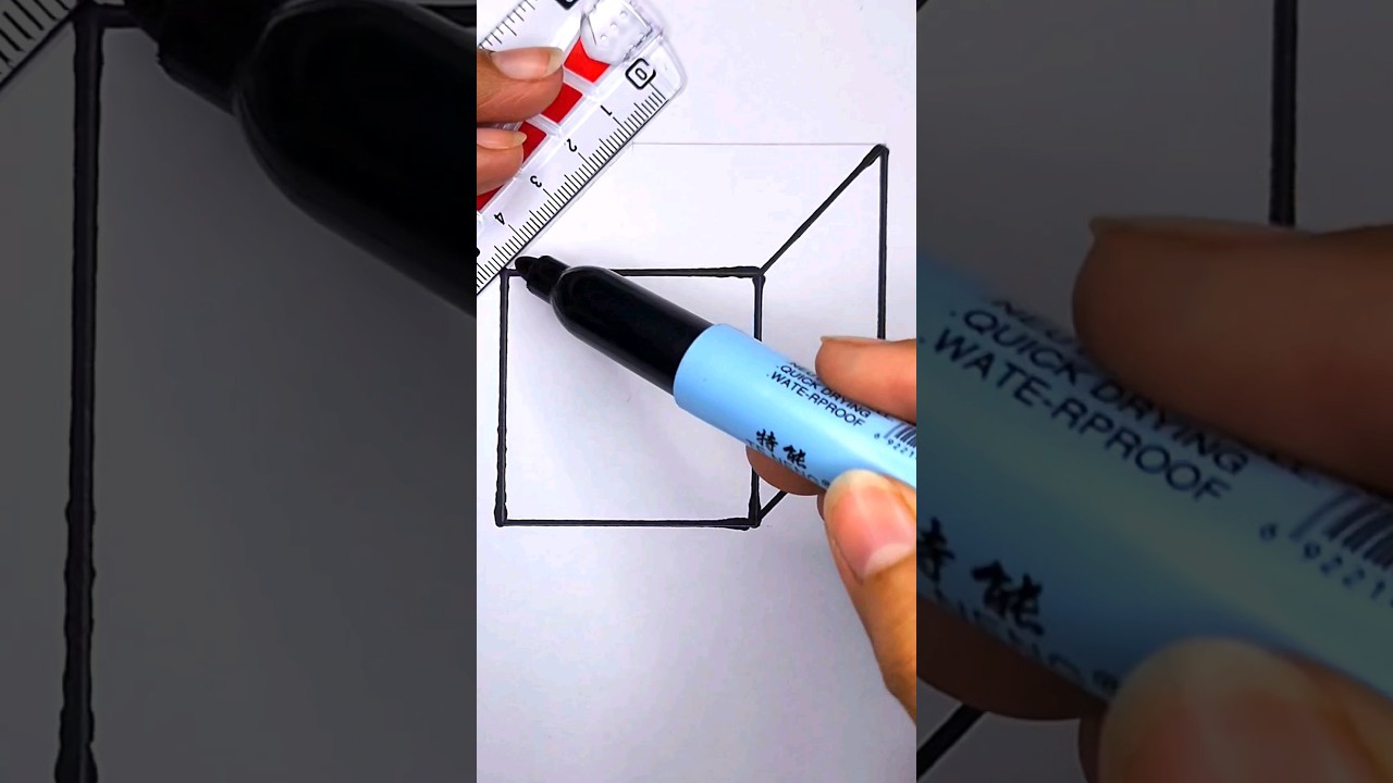 How to Draw a 3D Cube | Easy Cube Drawing #shorts #cubedrawing