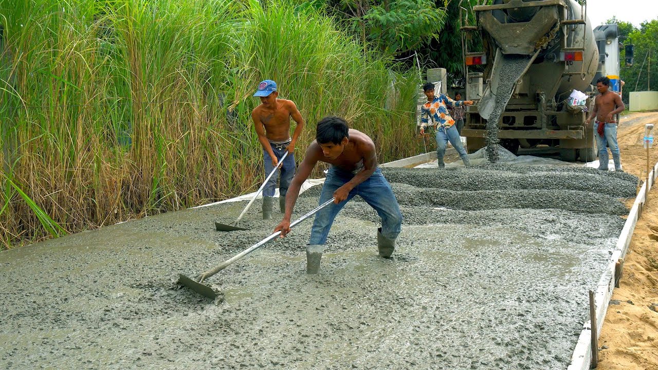 Wow Amazing! New Concrete Road in Village | Construction Worker