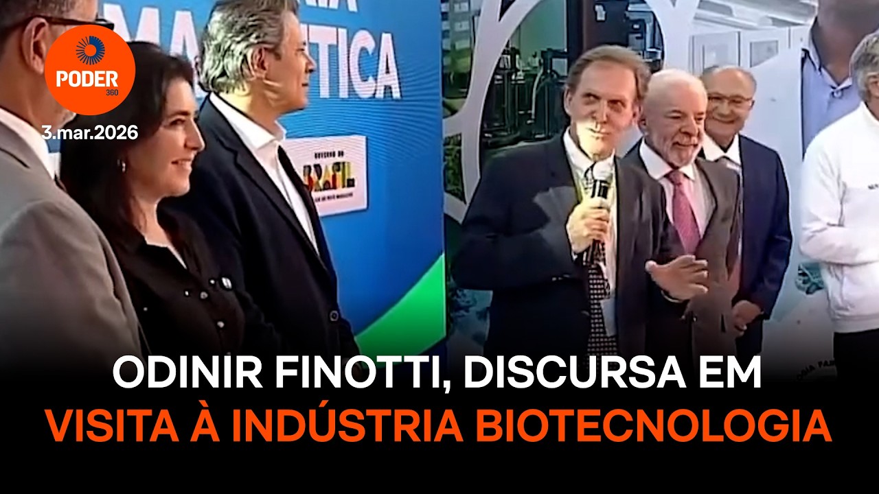 Odinir Finotti, discursa em visita à indústria farmacêuticade biotecnologia