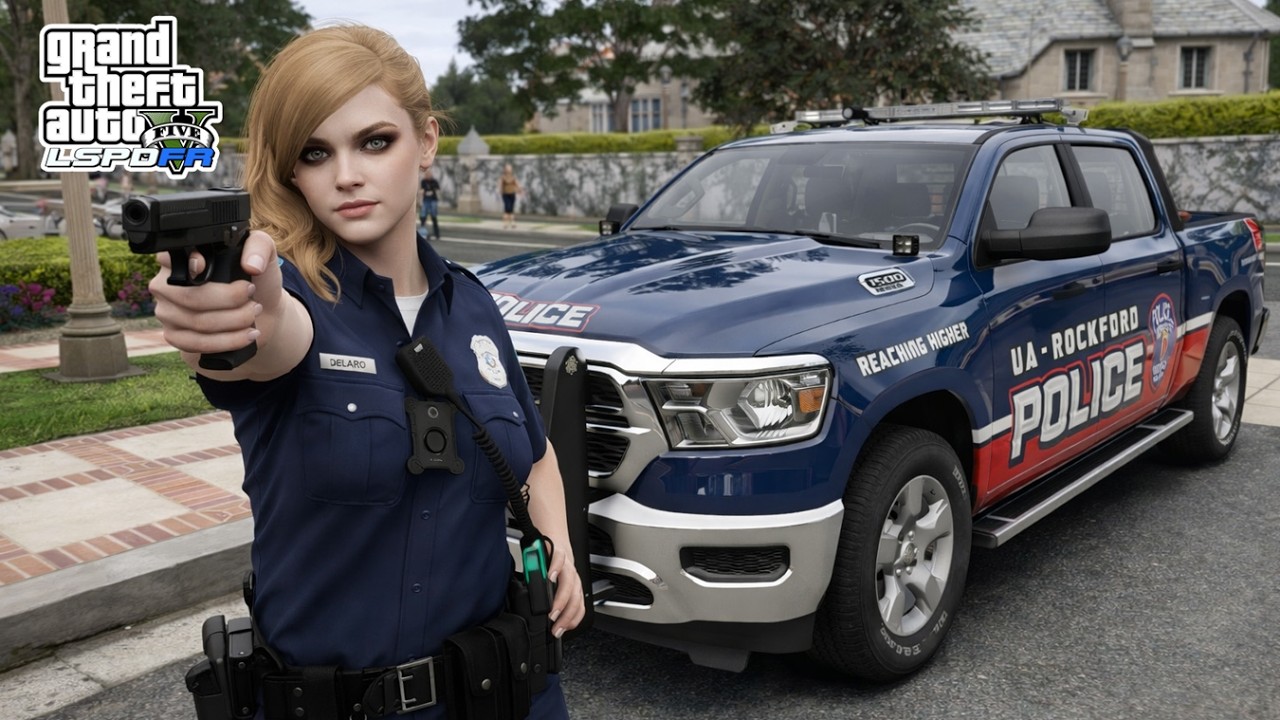 Gta 5 LSPDFR Let's Play As Rockford Campus Female Officer - Ram 1500 Patrol